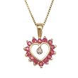 18k Yellow Gold Plated Sterling Silver Ruby and Diamond Accent Heart Pendant Necklace, 16"