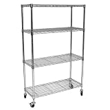 Seville Classics SHE15363 14-Inch by 36-Inch by 54-Inch Dura Style Shelves with Wheels, Chrome