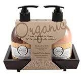 Upper Canada Soap & Candle Organic Bamboo Dish Gift Set with Hand Wash and Hand Lotion, Nutmeg Ginger
