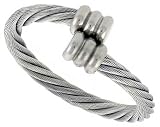 Stainless Steel 1/8 in. (2.5 mm) Rope Design Adjustable Cable Ring (Fits Sizes 8-9)