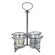 Metal Votive Candle Holder with 4 Glass Cups