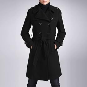 Phistic Women's Double Breasted Wool Blend Trench Coat