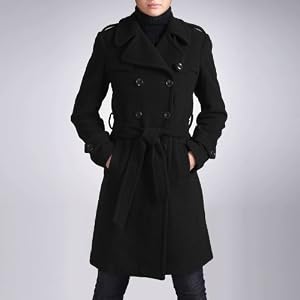 Phistic Women's Double Breasted Wool Blend Trench Coat