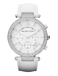 Michael Kors Womens Chronograph Parker White Leather Strap Watch 39mm Mk2277