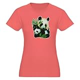 Artsmith, Inc. Org Women's Fitted T-Shirt Dk Panda Bear And Cub - Pomegranate, XL