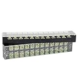 uxcell ネジ端子台　バリアターミナルストリップ 定格電圧 2列 12-ポジション 600V 25A 2個入り