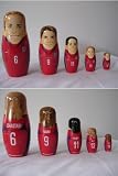 Mia Hamm, Brandi Chastain, Joy Fawcett, Julie Foudy & Kristine Lilly nesting dolls set