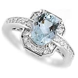 2.00ct AAA Blue Aquamarine & Diamonds Engagement Ring 14k White Gold