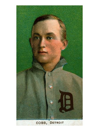 Detroit, MI, Detroit Tigers, Ty Cobb, Baseball Card Premium Poster Print, 18x24