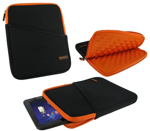 rooCASE Super Bubble Neoprene Sleeve Case Cover for Motorola XOOM Android Tablet (Black / Orange)