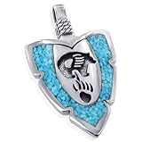 Turquoise South Western Native American Arrowhead Sterling Silver Bear Head Pendant Charm