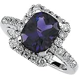 14K White Gold Amethyst & Diamond Ring