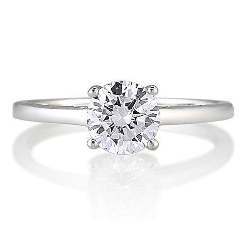 Sterling Silver Round Cubic Zirconia CZ Solitaire Ring - Nickel Free Valentine Engagement Ring