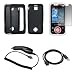 Black Silicone Gel Skin Cover Case + LCD Screen Protector + Rapid Car Charger + USB Data Sync Charge Cable for Motorola Rival A455 [Accessory Export Brand]