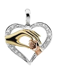 Clevereves 14K Yellow & White Gold & Rosetri Color Tender Touch Pendant Inspirational Blessings 19.25X21.25 mm Tri Color Tender Touch Pendant