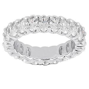 6.00 ct Lady's Oval Shape Diamond Eternity Wedding Band in 18 kt White Gold size 8