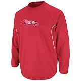 MLB Men's Philadelphia Phillies Long Sleeve Crew Neck Thermabase Tech Fleece Pullover by Majestic