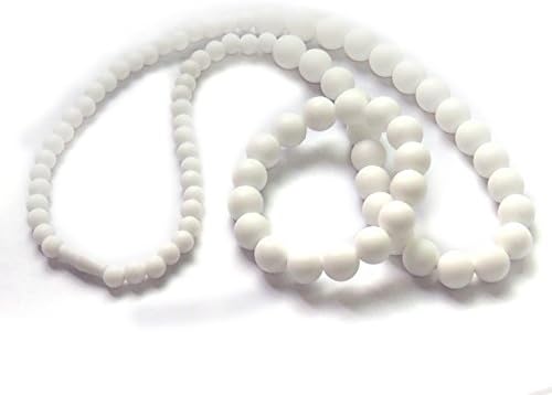 Silicone Teething Necklace - by Modern Ohana - BPA Free, Silicone Jewelry for Mom and Baby (Round Beads Necklace and Bracelet Set) (White/Snow)