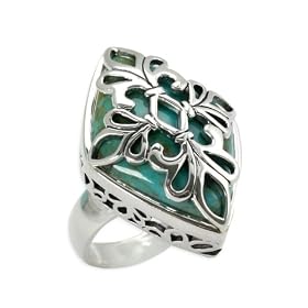 Barse Sterling Silver Turquoise Fleur Ring