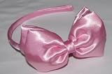 A Girl Company Bubble Gum Pink Satin Headband with attached Layered Hair Bow for Girl