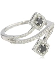 Sterling Silver 0.55 cttw Black and White Diamond Ring, Size 7