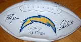San Diego Chargers Drew Brees, Dan Fouts & Philip Rivers Autographed / Signed Logo Football
