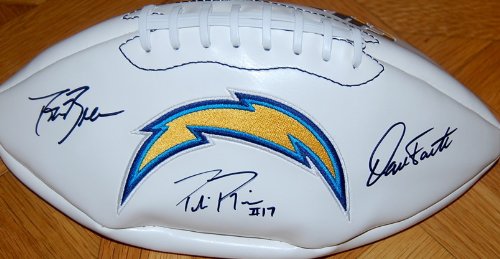 San Diego Chargers Drew Brees, Dan Fouts & Philip Rivers Autographed / Signed Logo Football