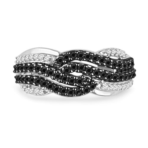 Platinum Plated Sterling Silver Black and White 