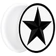 5/8" White Black Star Silicone Plug