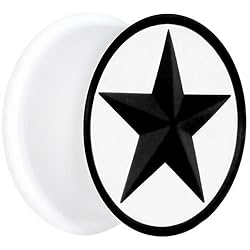 5/8" White Black Star Silicone Plug
