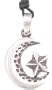 Crescent Half Moon Star Pewter Pendant Necklace