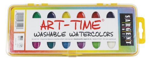Sargent Art 66-8240 Art Time 16-Count Washable Watercolors Pan Set with Brush