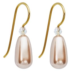 Handcrafted Titanium Taupe Pearl Earrings Made with SWAROVSKI ELELMENTS