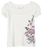Guess Girls 7-16 Logo Tee With Shirred Neck,White,M(10/12)