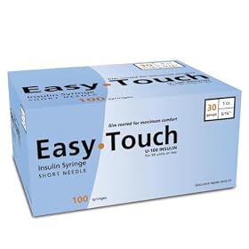 EasyTouch <b>Insulin</b> <b>Syringe</b> 30 Gauge, 1cc, 5/16