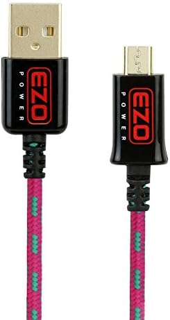 Micro-USB Cable, EZOPower 3 Feet Braided Sleeve jacket Charging Micro-USB Data Cable - Hot Pink / Green for Sony PS 4 Controller [video game]