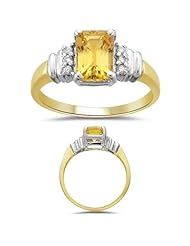 0.08 Cts Diamond & 1.50 Cts Yellow Sapphire Ring in 14K Two Tone Gold
