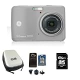 Ex-Pro Bundle: GE C1033 Silver Digital Camera (10.1MP x3 Optical Zoom, 2.4 LCD, 1600 ISO, Smile Blink & Face Detection), with Ex-Pro Clam Case, Ex-Pro 2850mAh Batteries & Charger + 4GB SD Card.