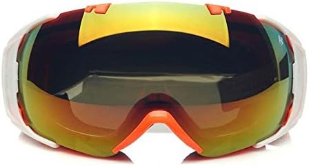 Ski Goggles, male and female snow mirror, fog big vision goggles wind frameless (1040 Orange)