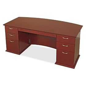 LLR90000 - Bow Front Desk, Double Pedestal, 72x34x29, Mahogany