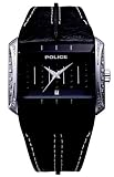 Police Glamour Matrix Unisex black leather and black stone set dial watch