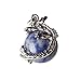 1 PCS Natural 15mm Crystal Gemstone Ball Pendant Wrapped Silver Alloy Dragon for Women Charm Jewelry Necklace (Sodalite)