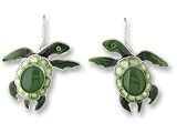 Clearly Charming Jade Turtle Sterling Silver and Enamel Earrings