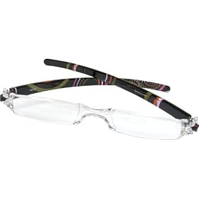 Carson Optical Rim-Free Reading Glasses - Black Retro Swirl Pattern - RG-30