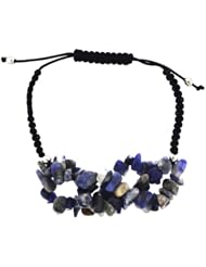 Sodalite Triple Strand Frontal Macramé Bracelet, 7.5