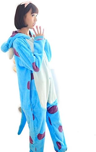 New Neutral Winter Flannel Cartoon Lovely Animal Pajamas Lovers One-piece Sleepcoat with Claw Shoes( Sullivan, L)
