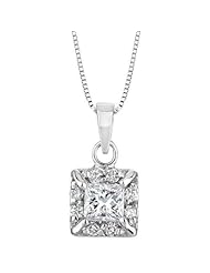Princess Diamond Halo Pendant 3/8ctw