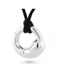 Bling Jewelry 925 Silver Large Eternal Circle Pendant Necklace Silk Cord 18in