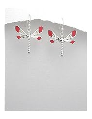 Dragonfly Reconstructed stones Earrings In 92.5 Sterling Silver