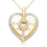 10k White or Yellow Gold 2-Piece Diamond 'Key of My Heart' Heart and Key Pendant (1/5 cttw, I-J Color, I3 Clarity)